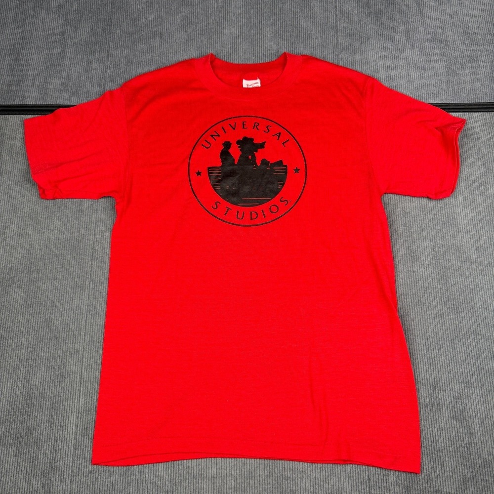Vintage Universal Studios T Shirt Mens L Red Graphic 80s USA